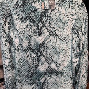 Worthington Teal and Black Snake Pattern Blouse